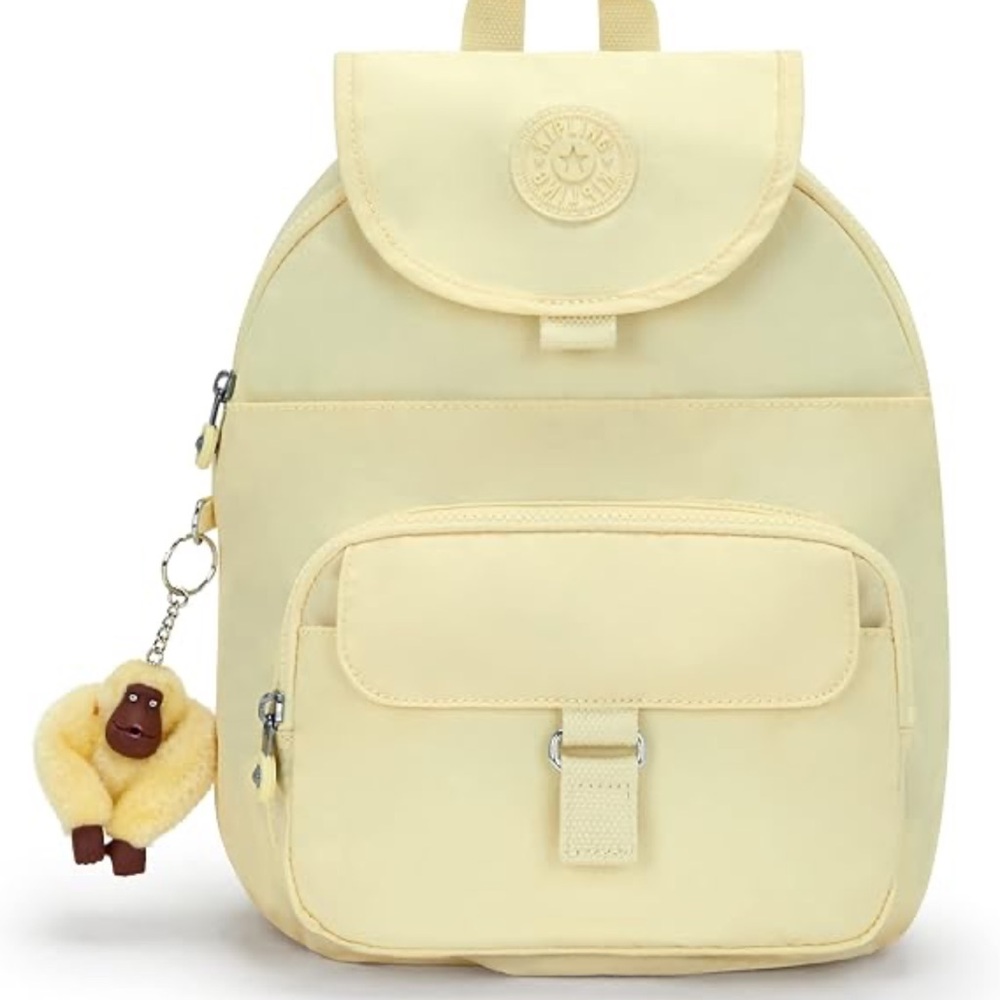 Kipling Cream Backpack With Monkey Keychain - image 1